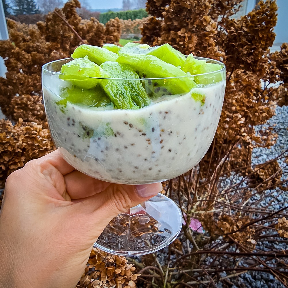 Proteinowy pudding chia z kiwi